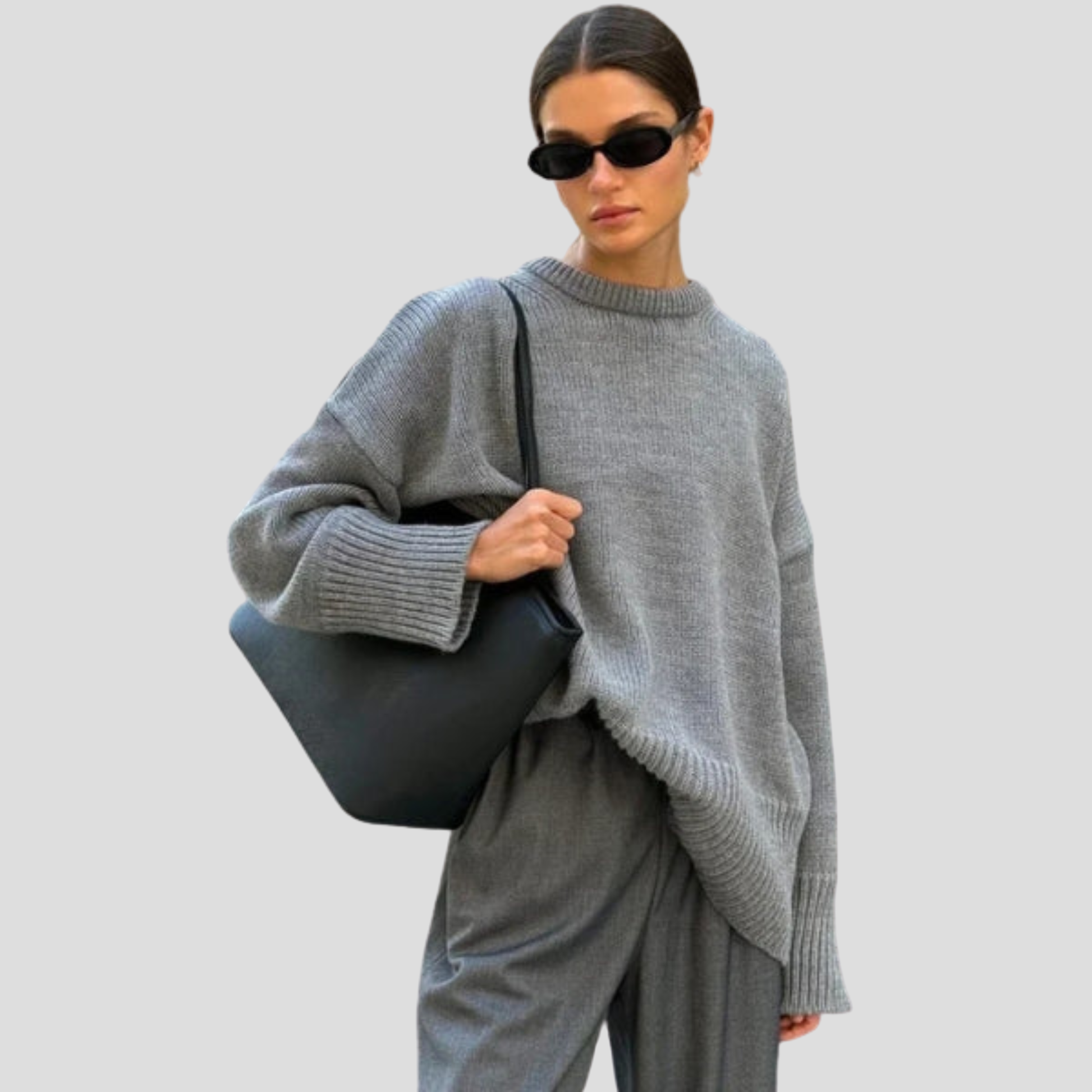 Women's oversized everyday knit sweater shown in a relaxed silhouette