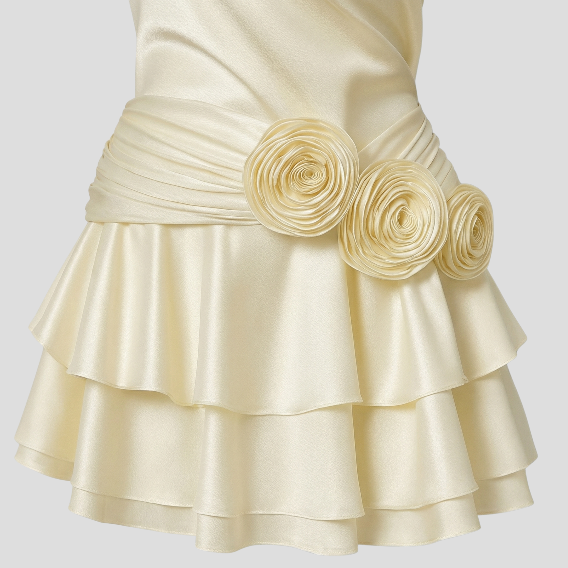 White women's mini dress with defined waist detail and streamlined silhouette for evening wear