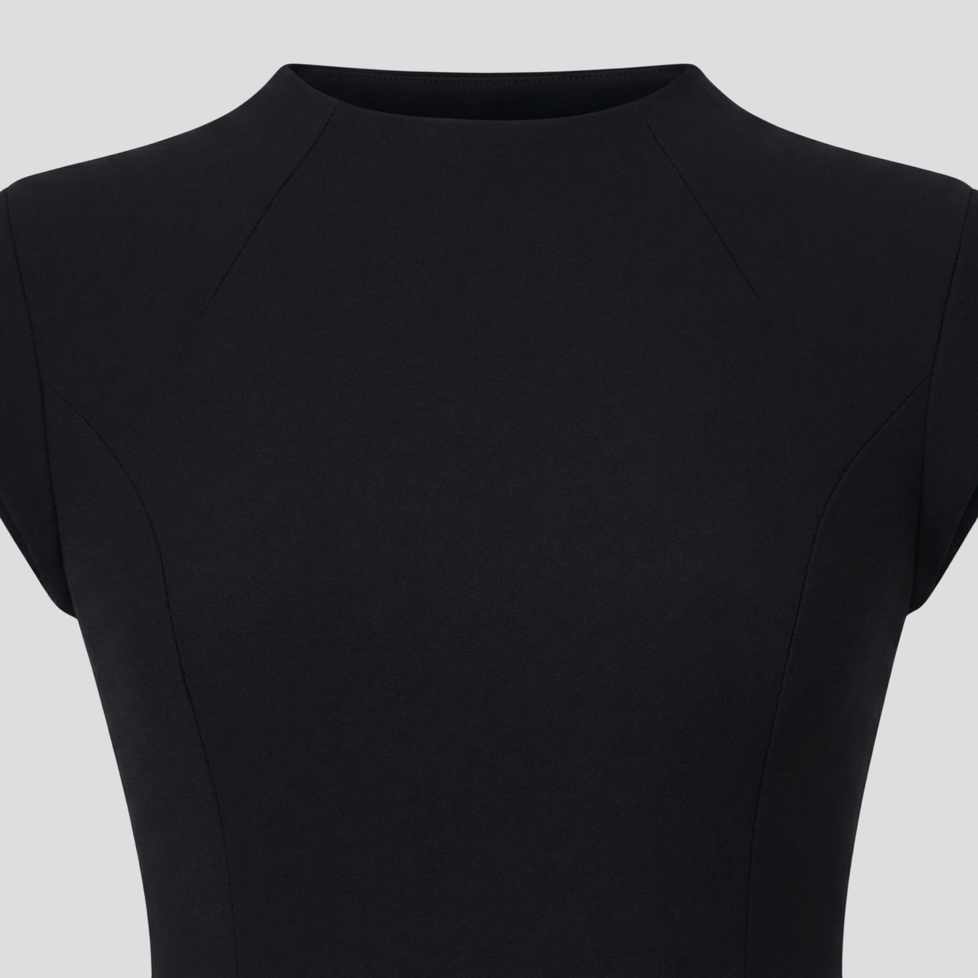 Women's cap sleeve mini dress with structured pocket flap detailing in black