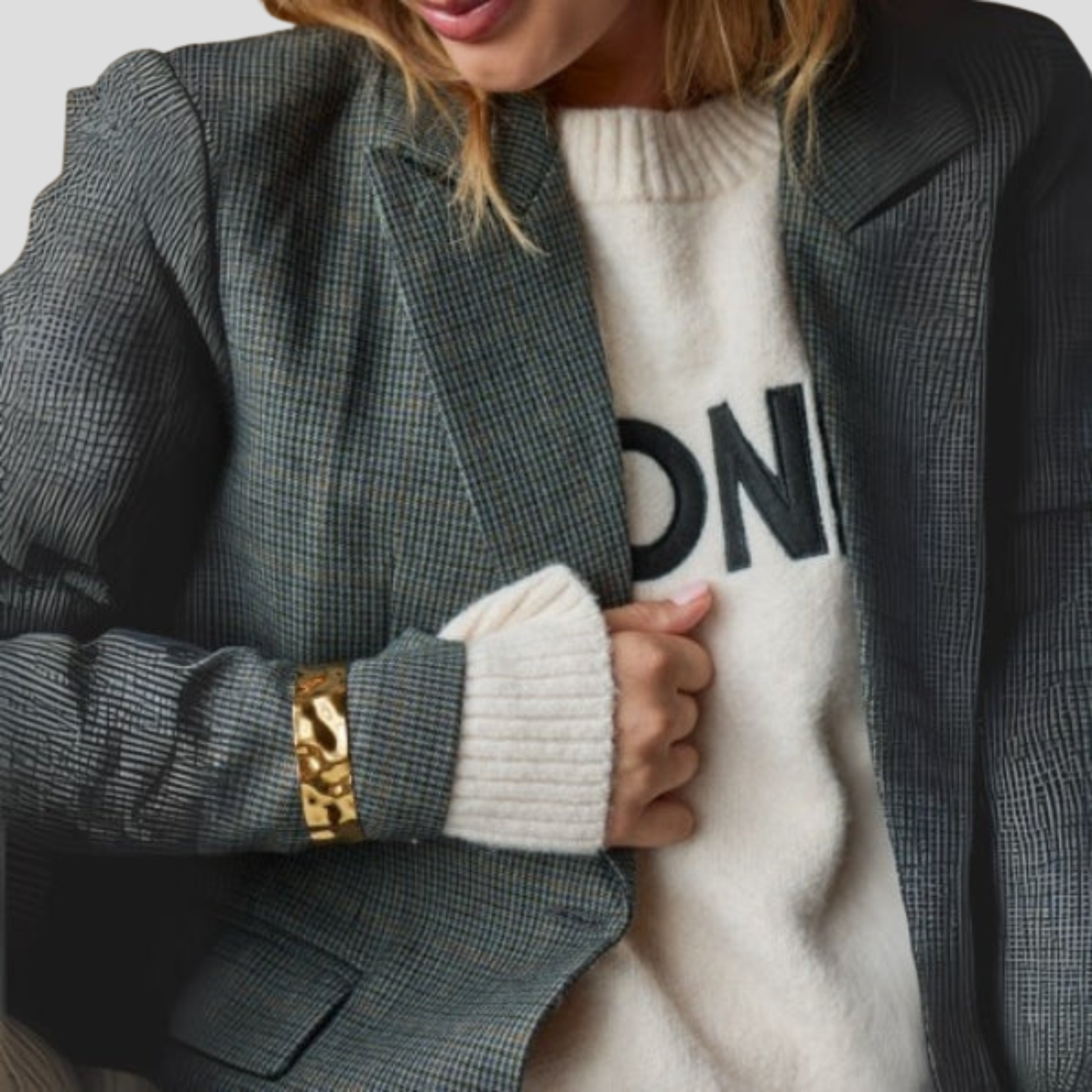 Gold-tone hammered open cuff bracelet for women with textured surface
