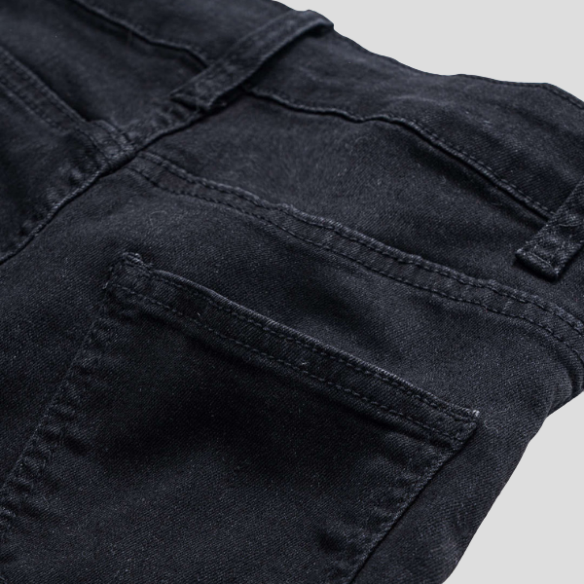 Black high-waist wide-leg jeans with delicate lace panel detail