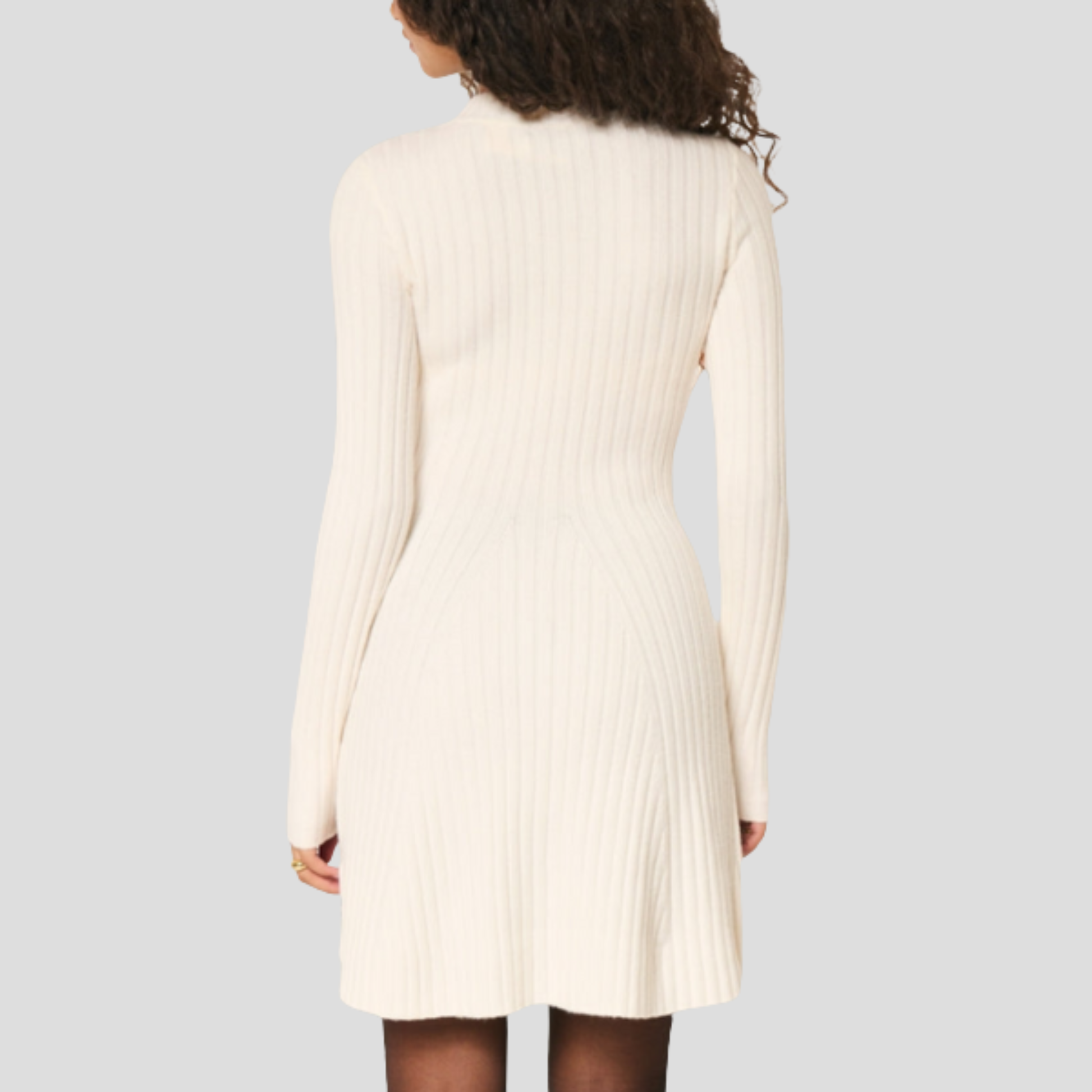 Women's ribbed fit-and-flare mini dress in black and white