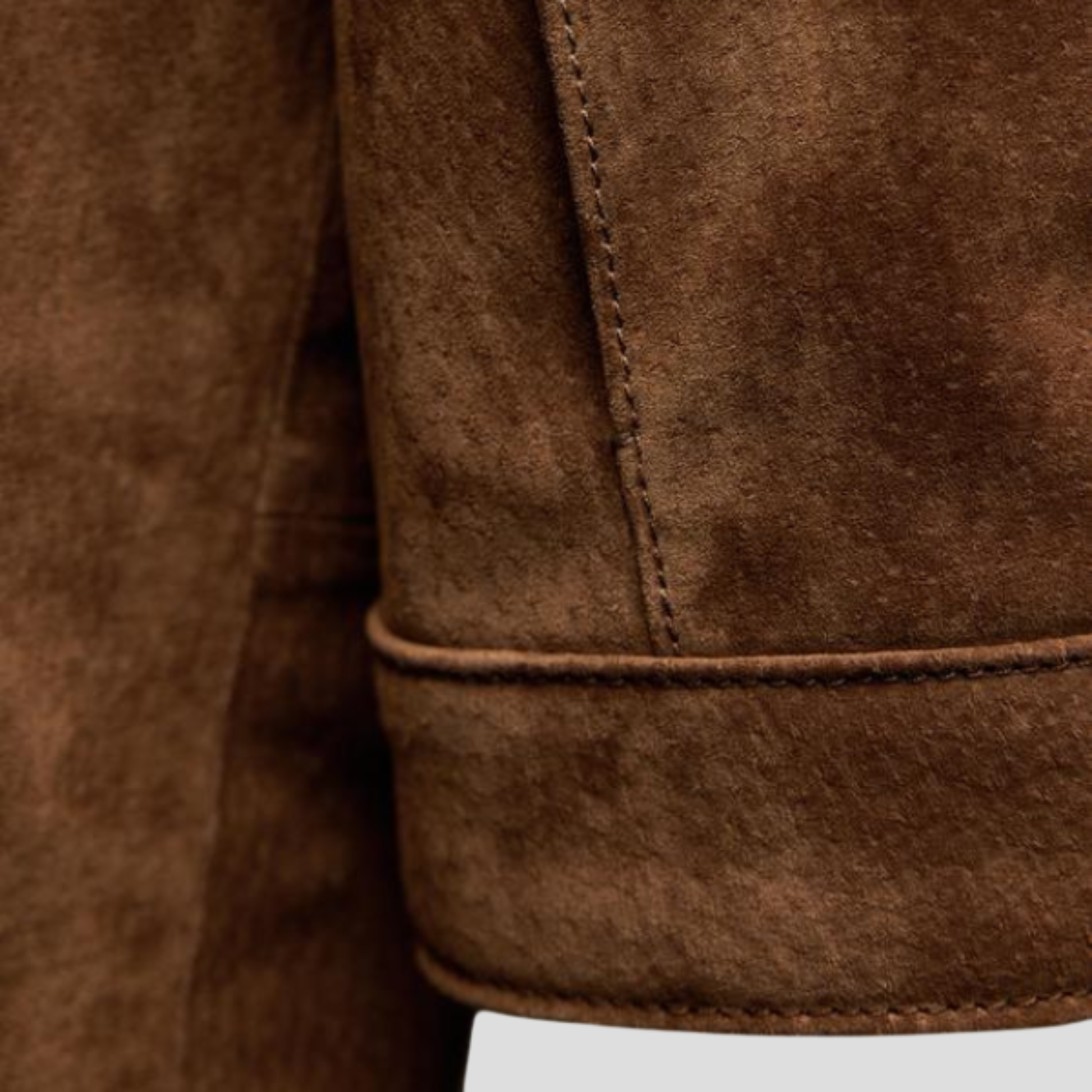 Brown cropped women's jacket with high collar and front zip detail
