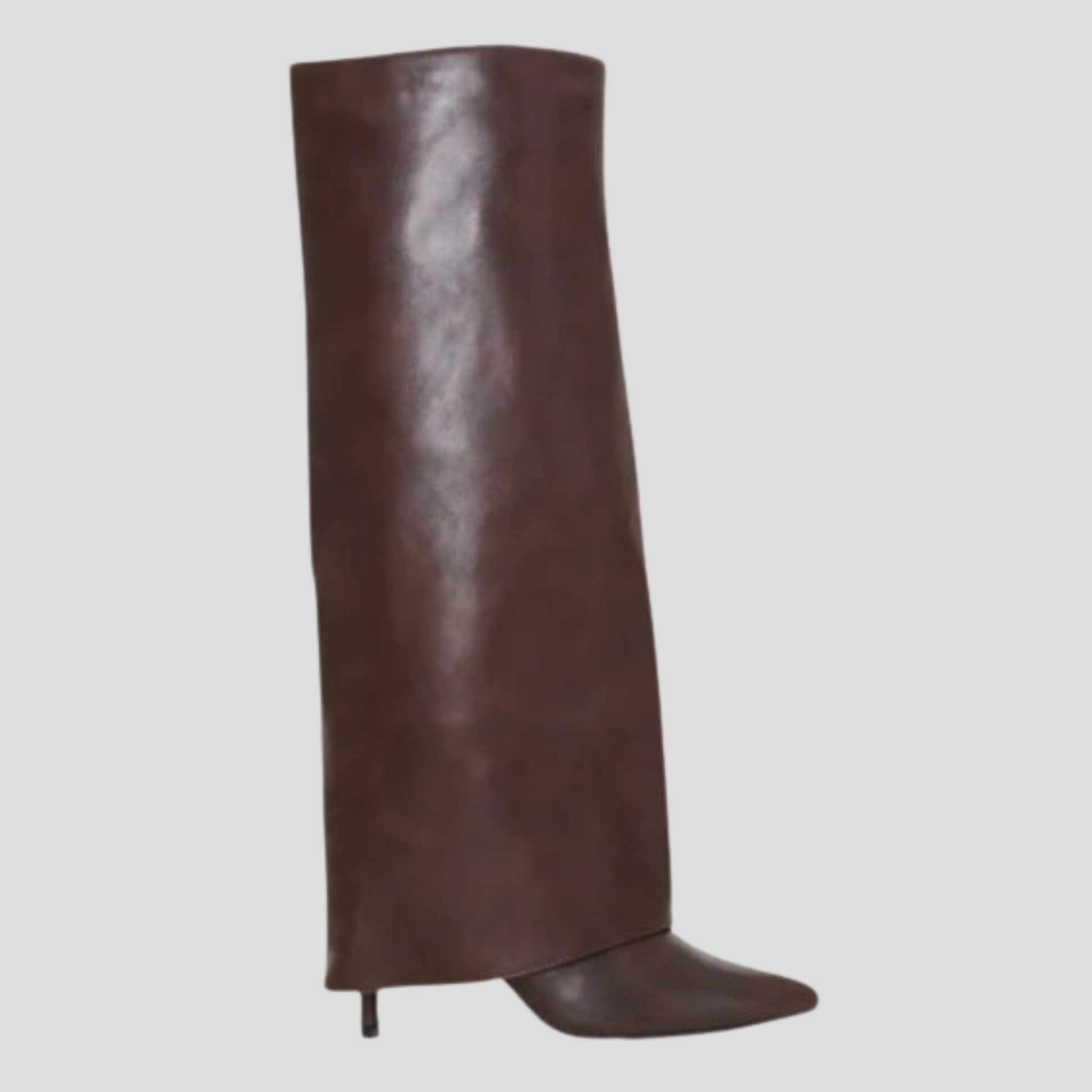 Sculpted knee-high women's boots with pointed toe and slim heel in black and brown