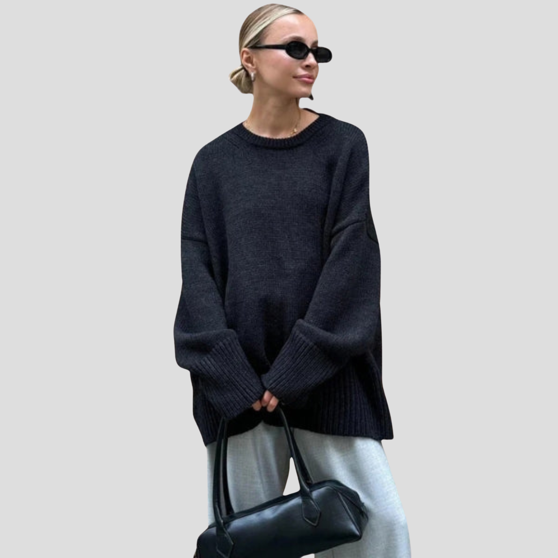 Women's oversized everyday knit sweater shown in a relaxed silhouette