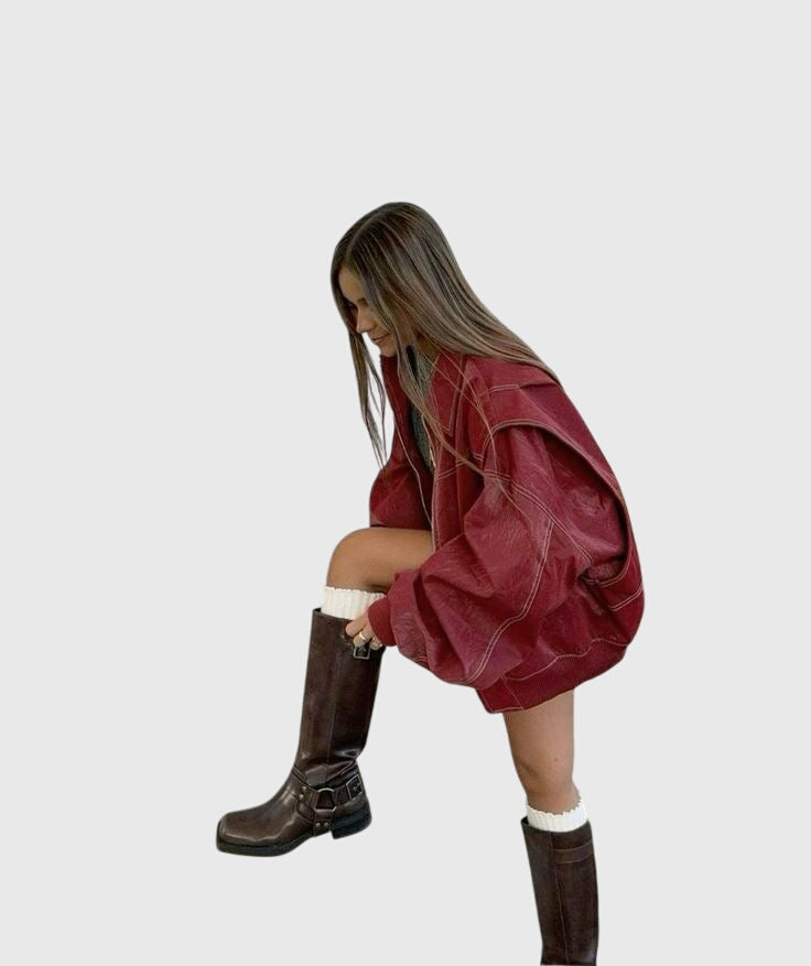 Faye  - Oversized Leather Jacket