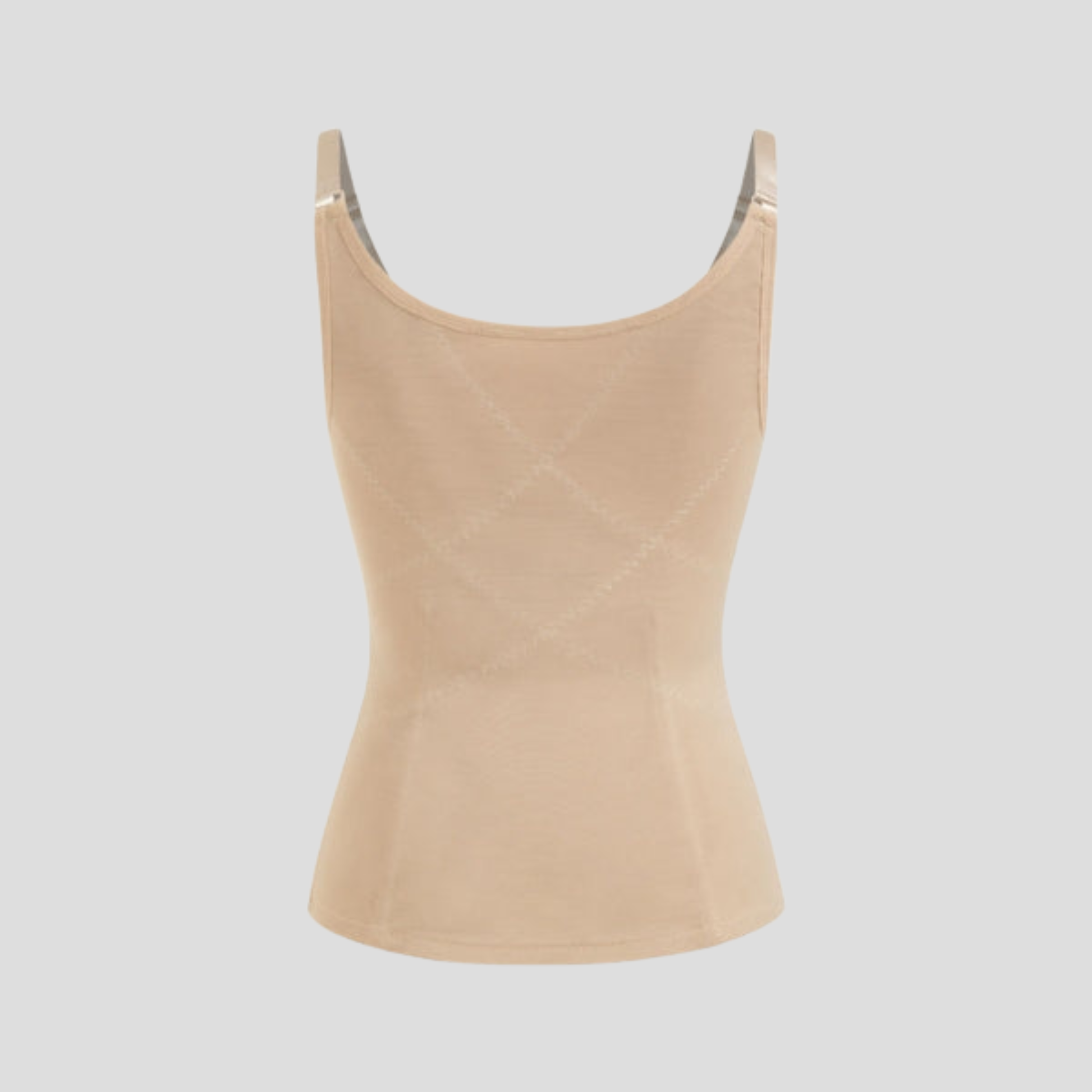 Women's zip-front shaping vest with panelled silhouette in black and beige