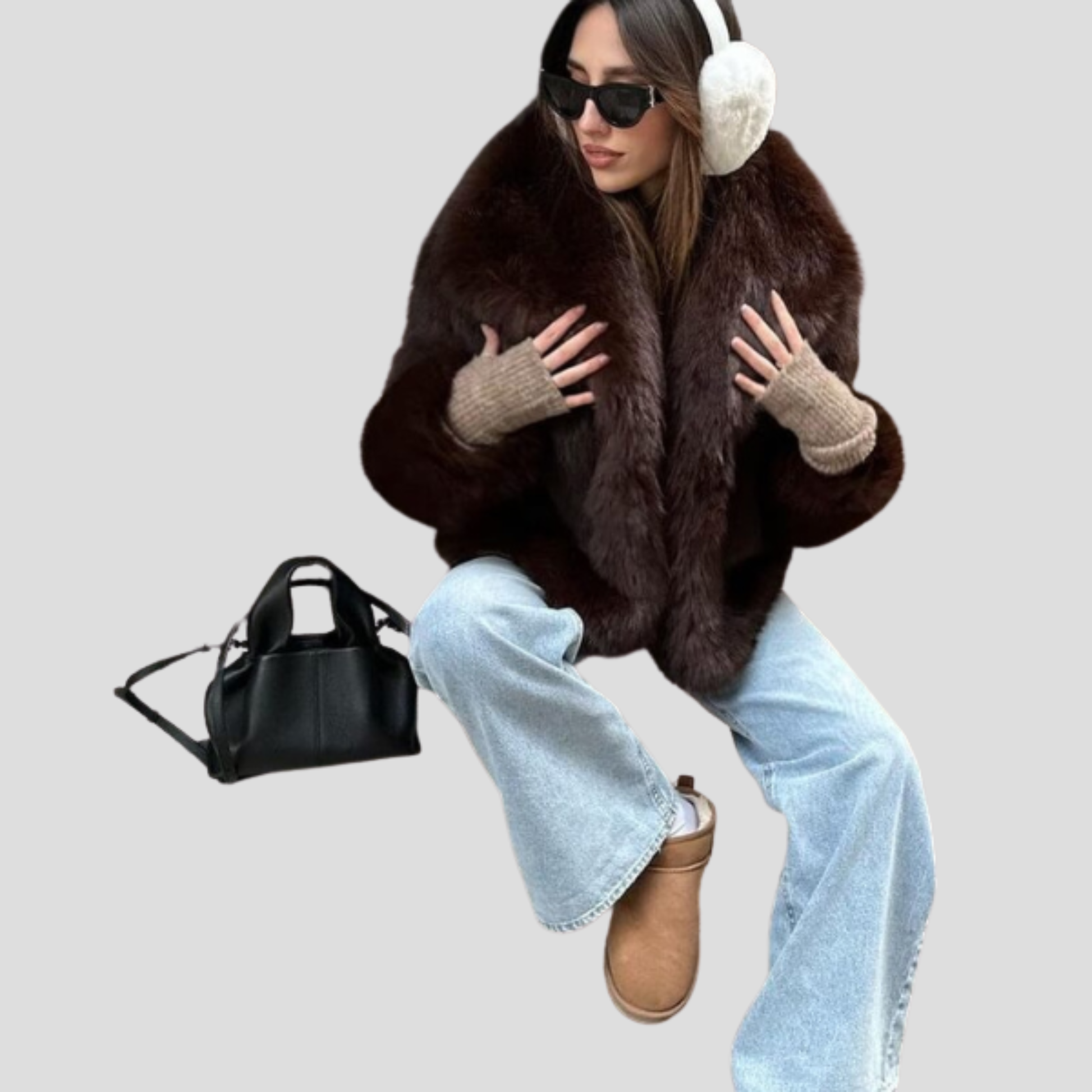 Structured tote bag with top handle, shown in black, beige, brown, and white