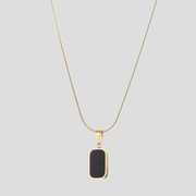 Black rectangular pendant necklace with contrast stone detail for women
