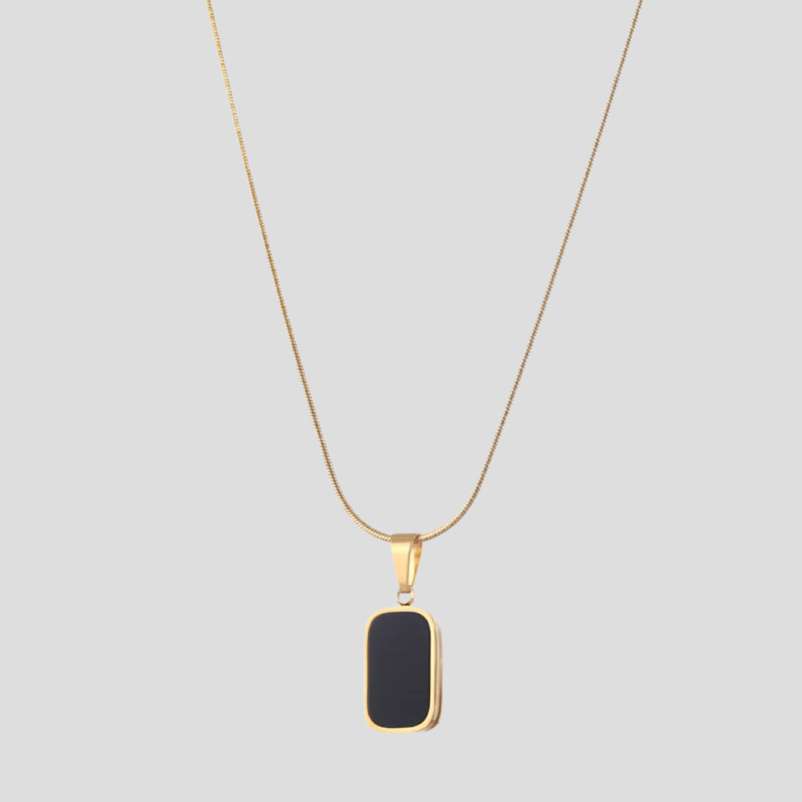 Black rectangular pendant necklace with contrast stone detail for women