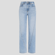 Women's high-waist wide-leg blue jeans styled for casual everyday wear