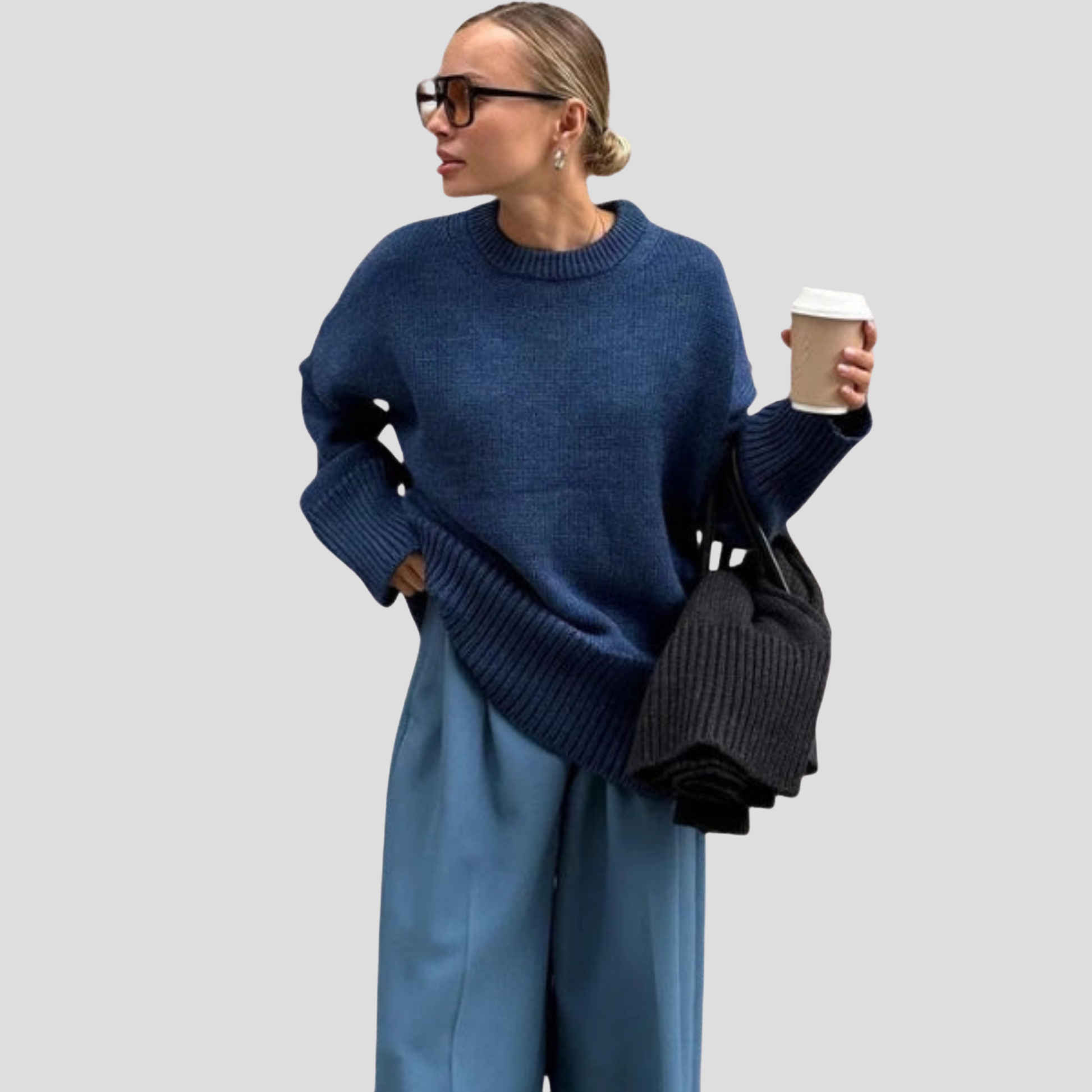 Women's oversized everyday knit sweater shown in a relaxed silhouette