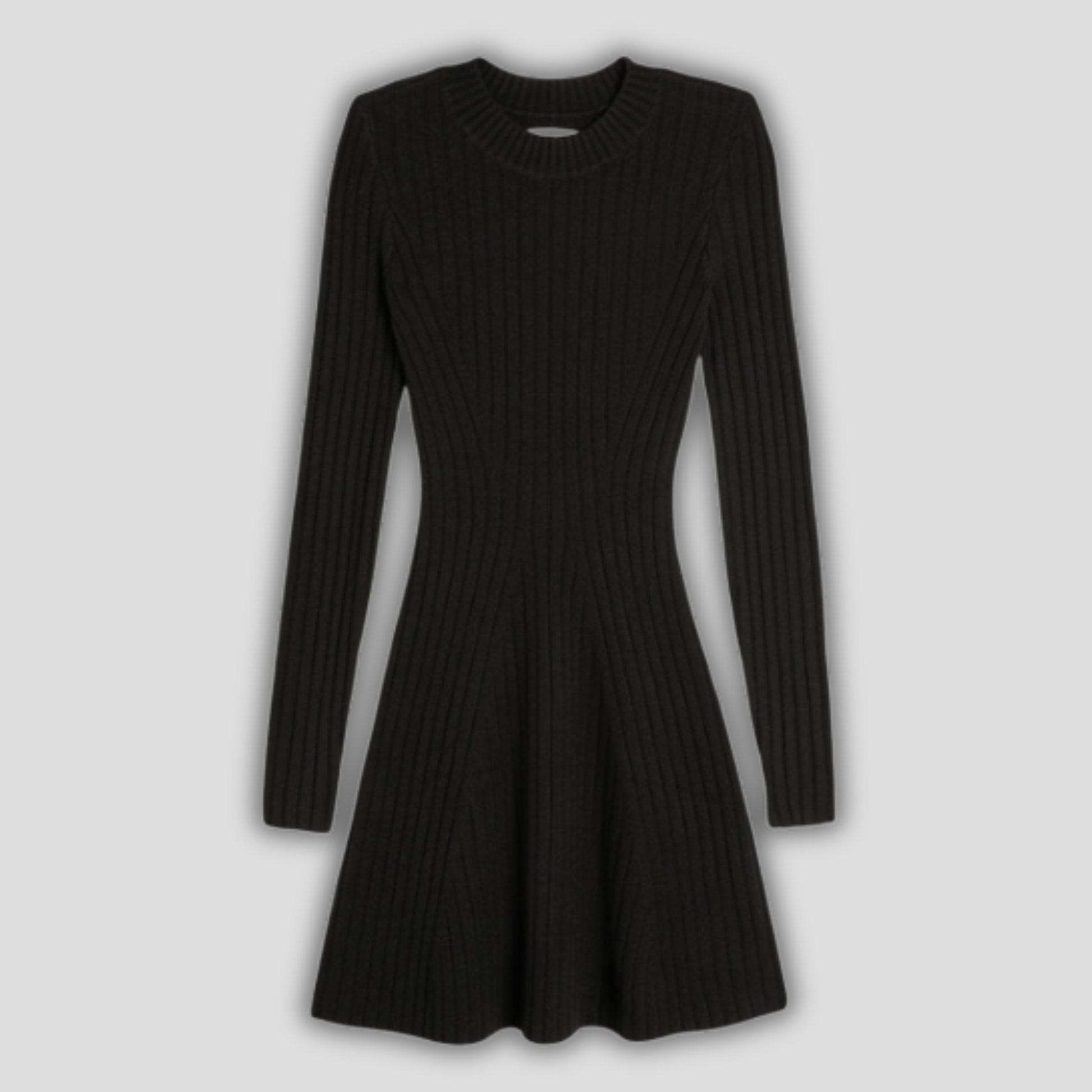 Women's ribbed fit-and-flare mini dress in black and white