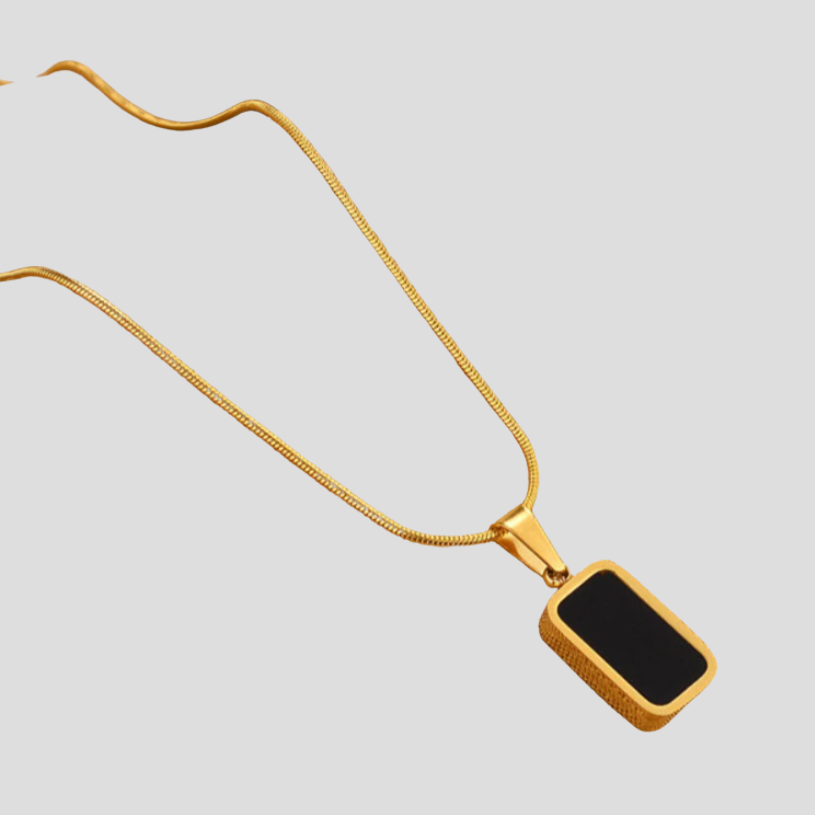 Black rectangular pendant necklace with contrast stone detail for women