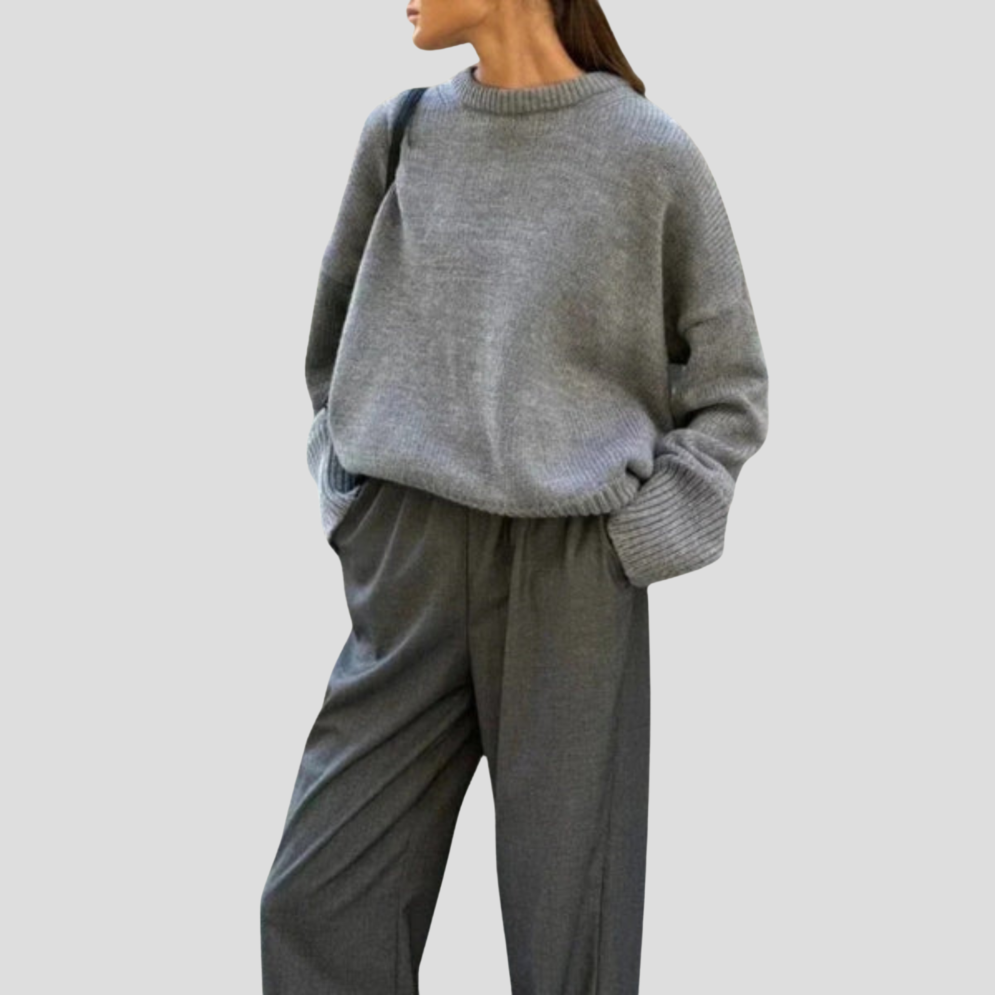 Women's oversized everyday knit sweater shown in a relaxed silhouette