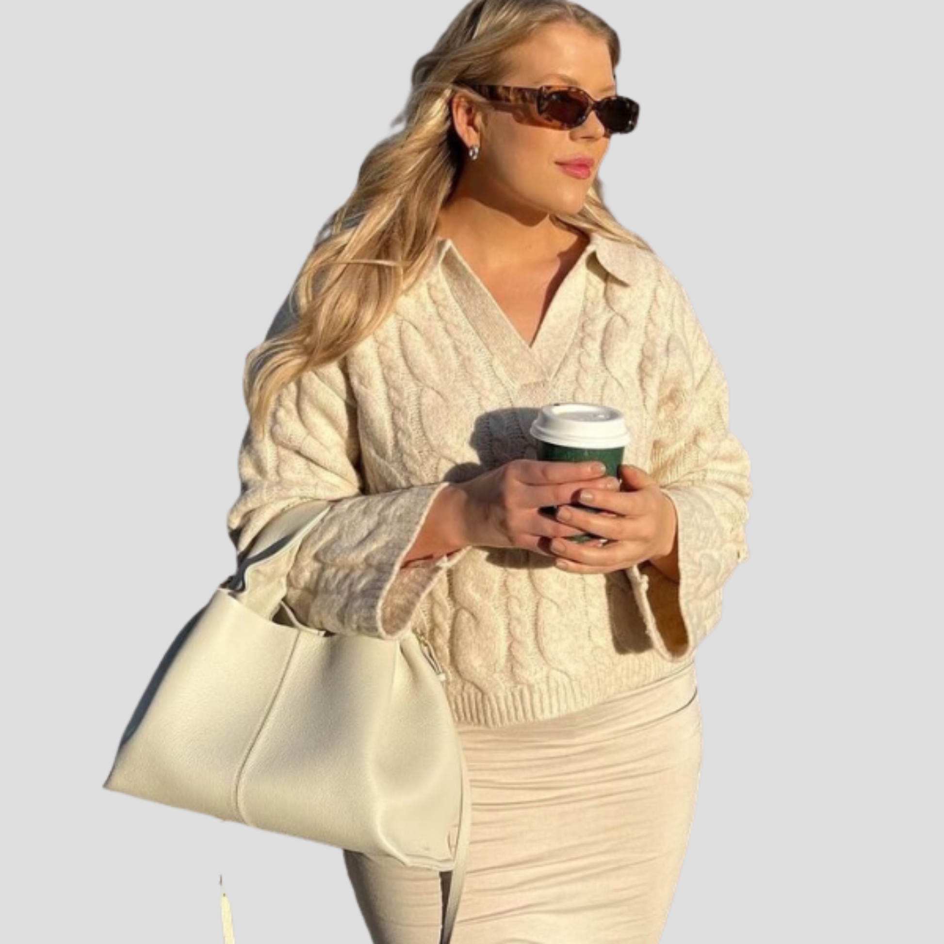 Structured tote bag with top handle, shown in black, beige, brown, and white