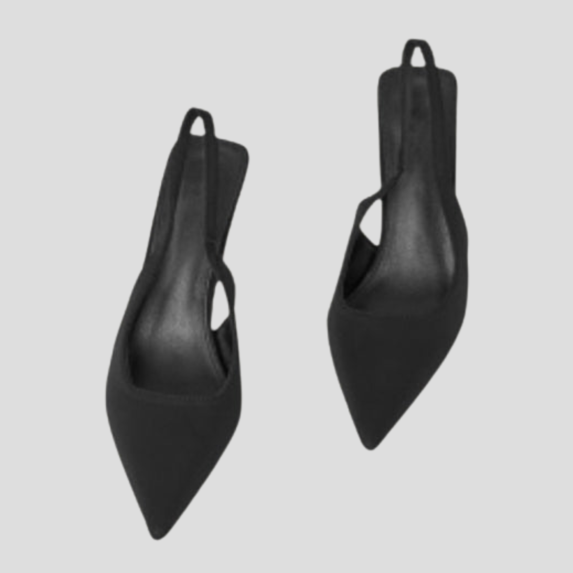 Black pointed toe slingback heel for evening wear