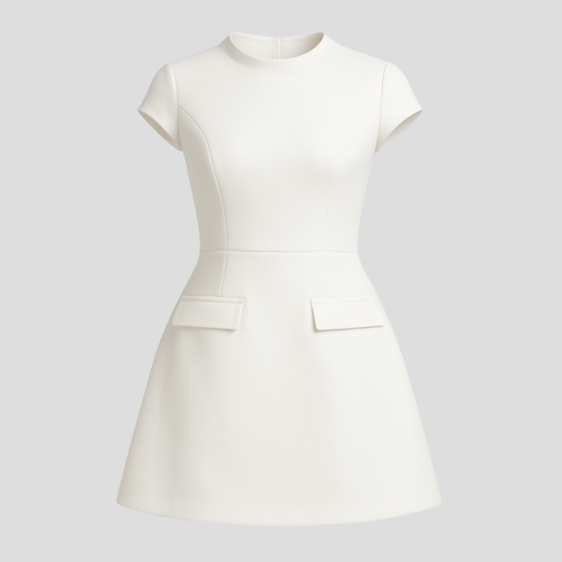 Women's cap sleeve mini dress with structured pocket flap detailing in black