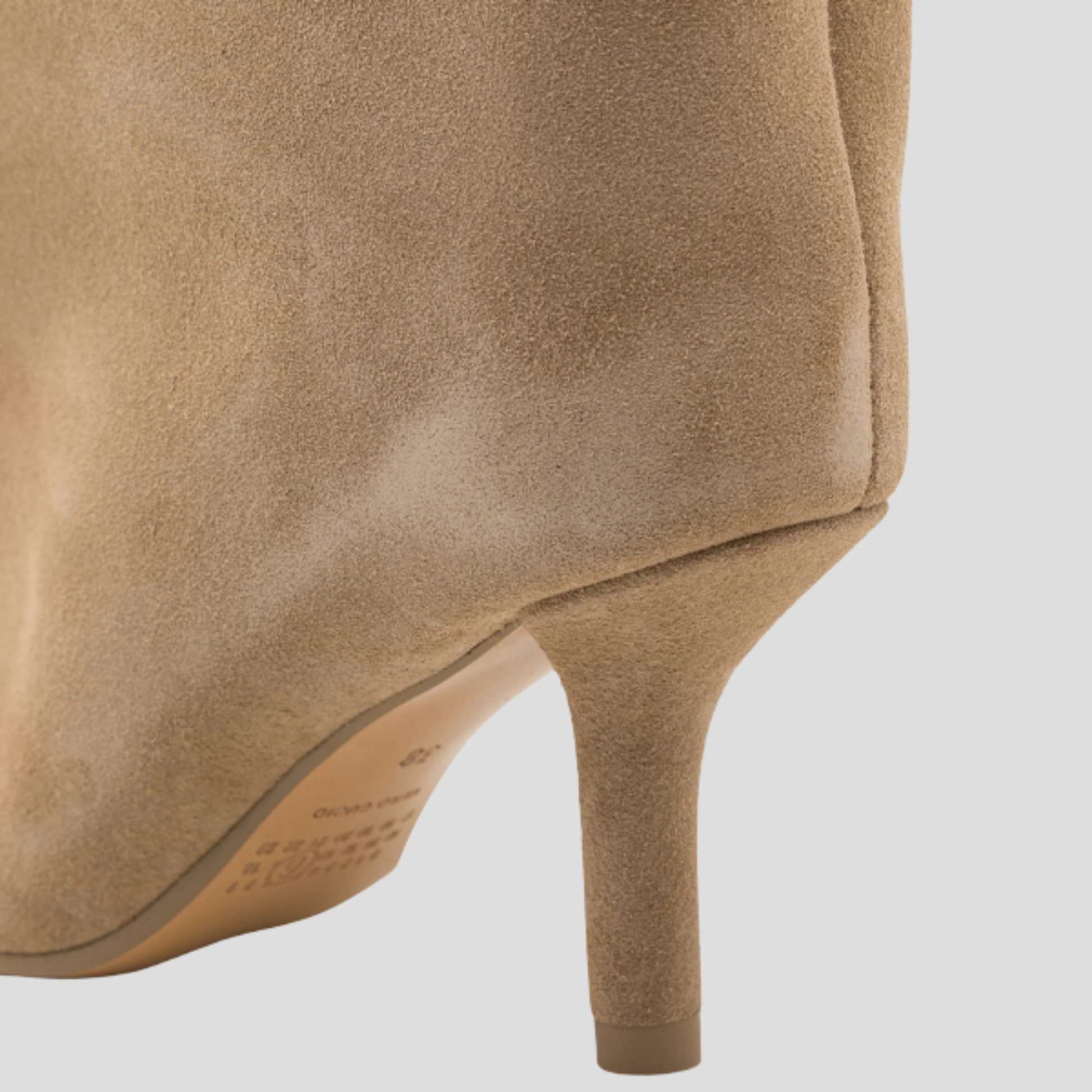 Women's knee-high slim heel boots in beige and olive green