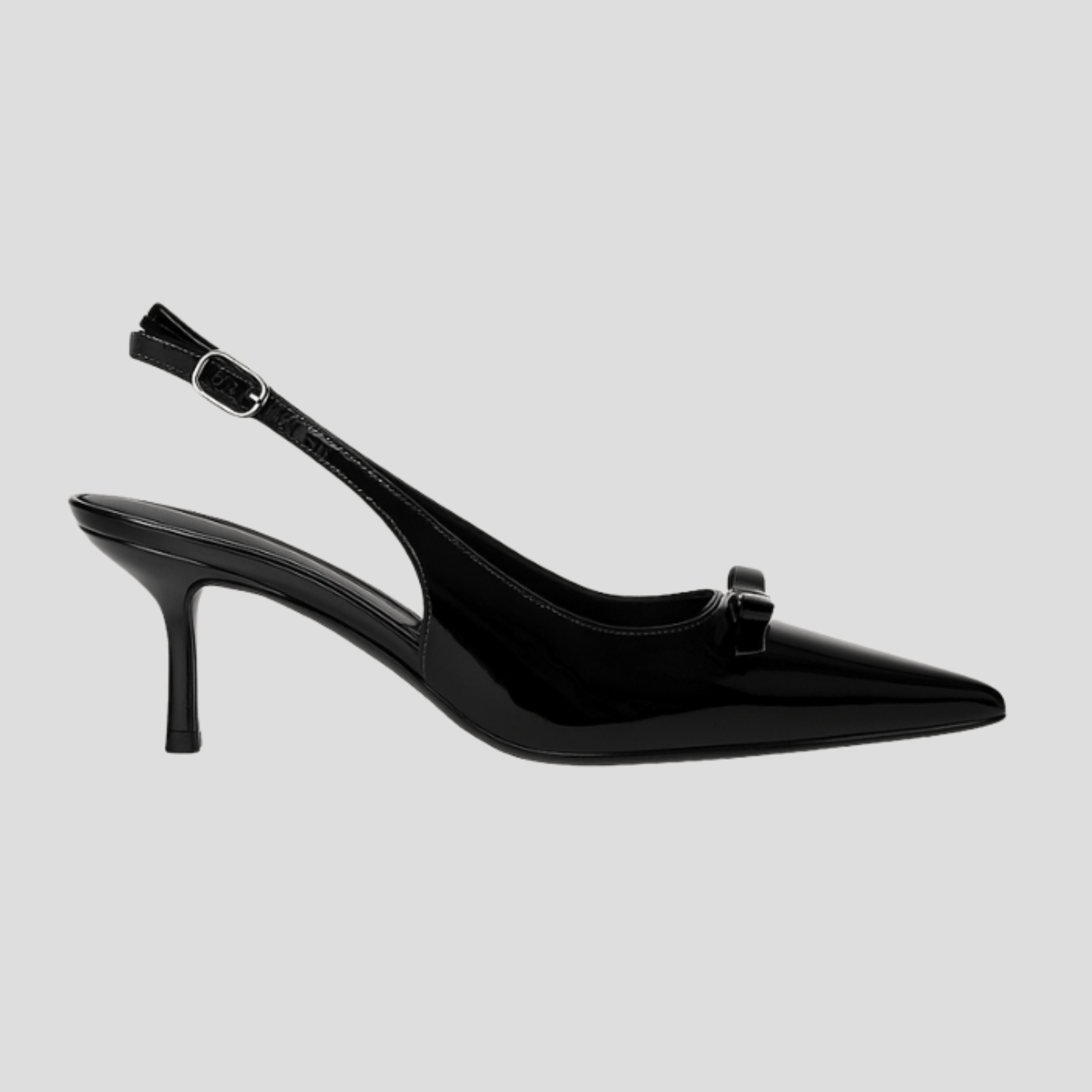 Black pointed toe slingback heel for evening wear