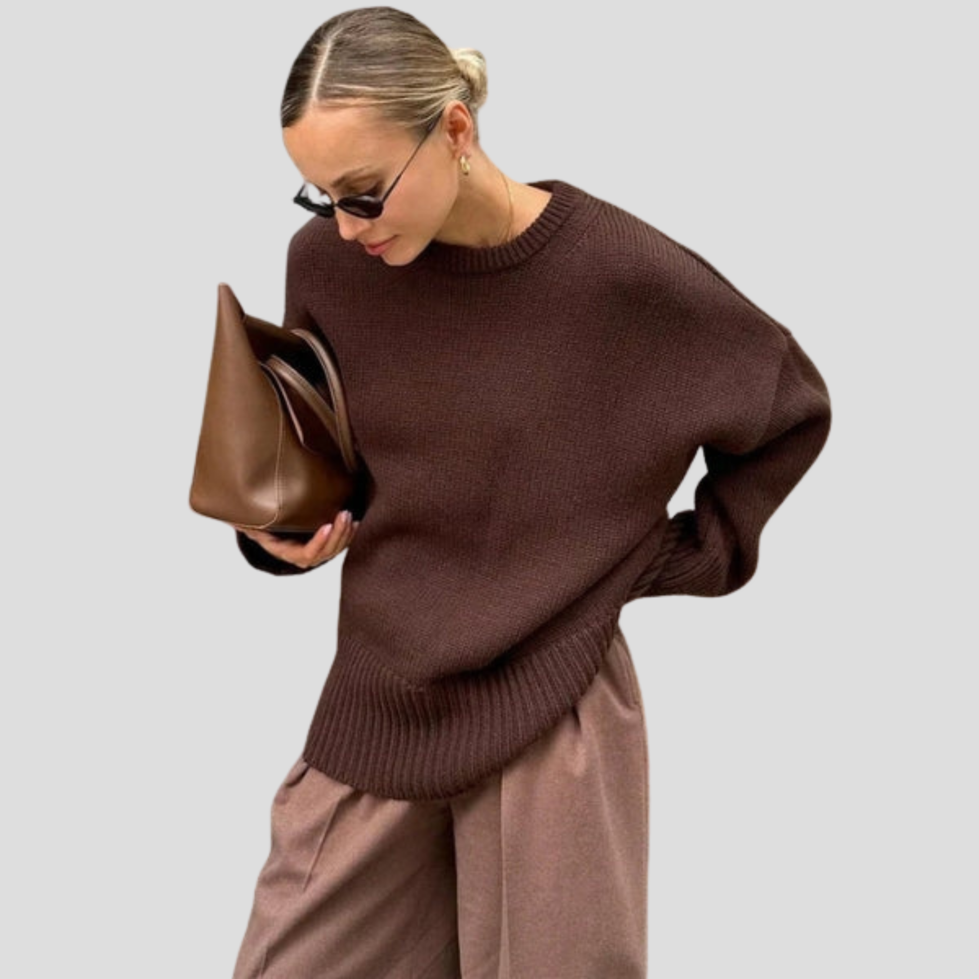 Women's oversized everyday knit sweater shown in a relaxed silhouette