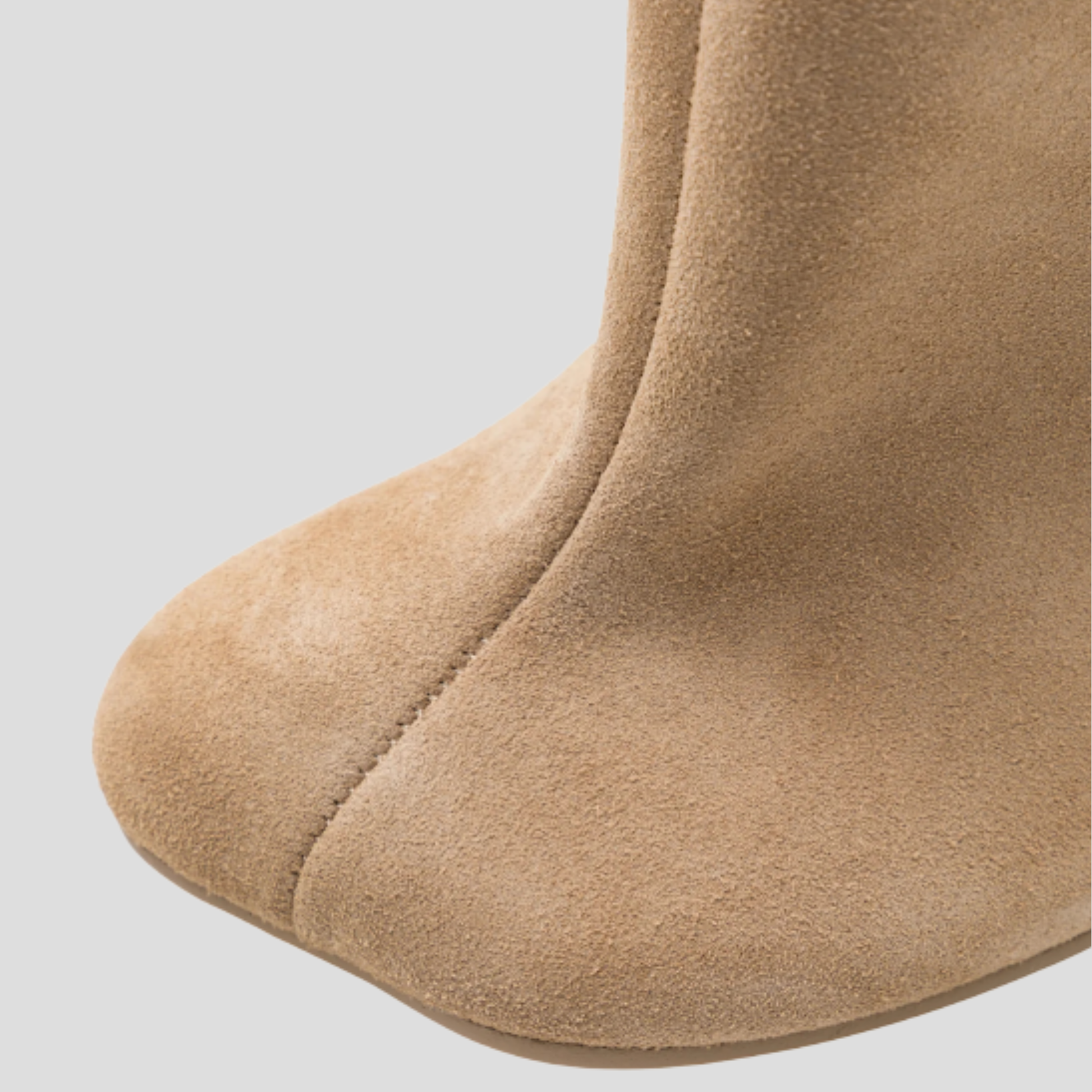 Women's knee-high slim heel boots in beige and olive green