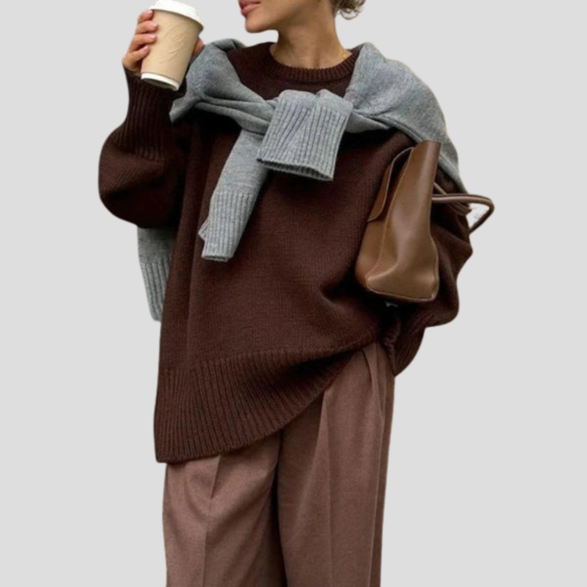 Women's oversized everyday knit sweater shown in a relaxed silhouette