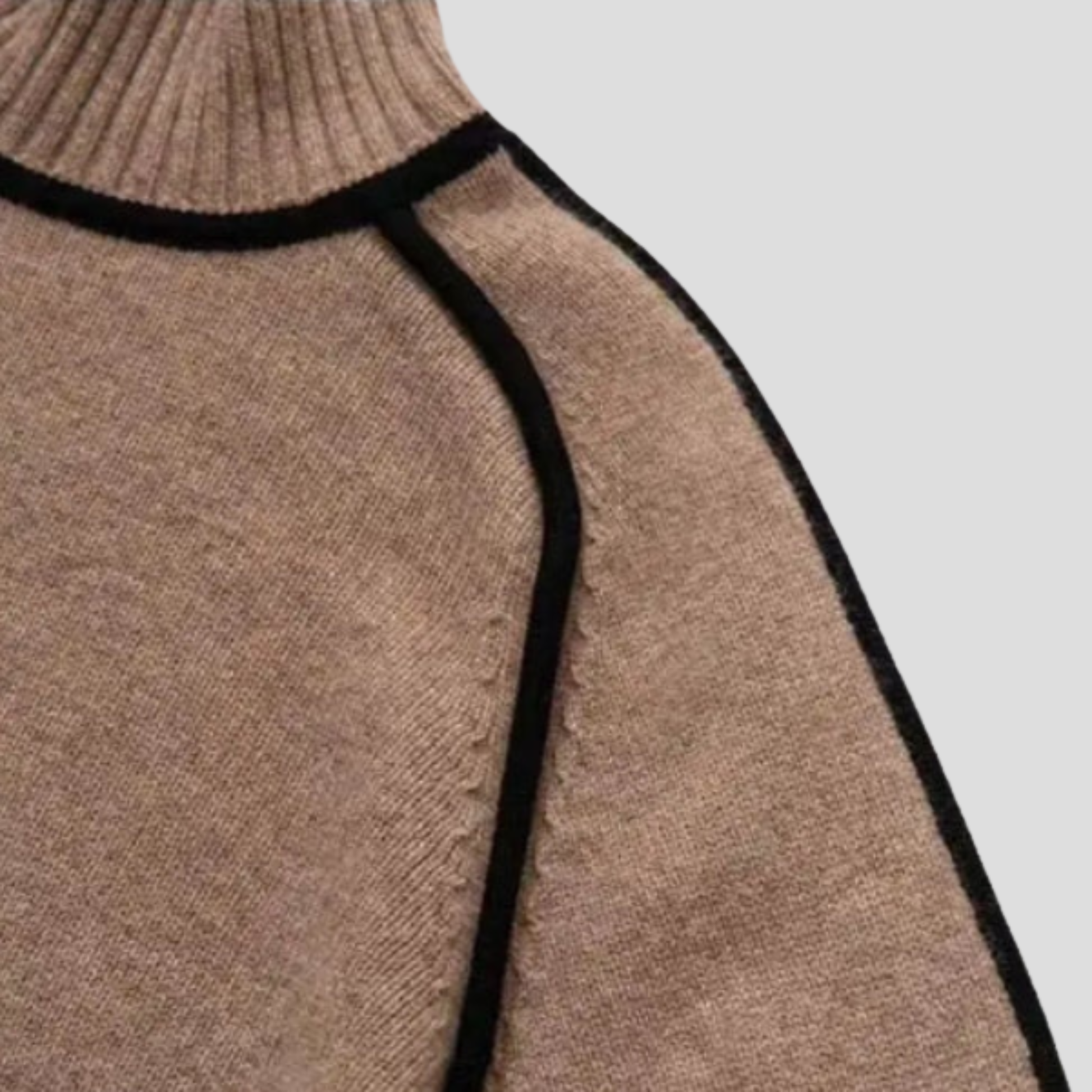 Women's high neck long sleeve sweater with a clean, structured silhouette