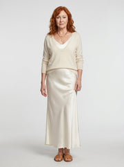 ELENA | SATIN MIDI DRESS & SOFT KNIT SWEATER SET