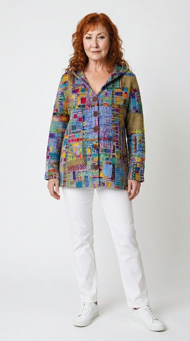 KEAVY | ELEGANT PRINTED BUTTON CARDIGAN