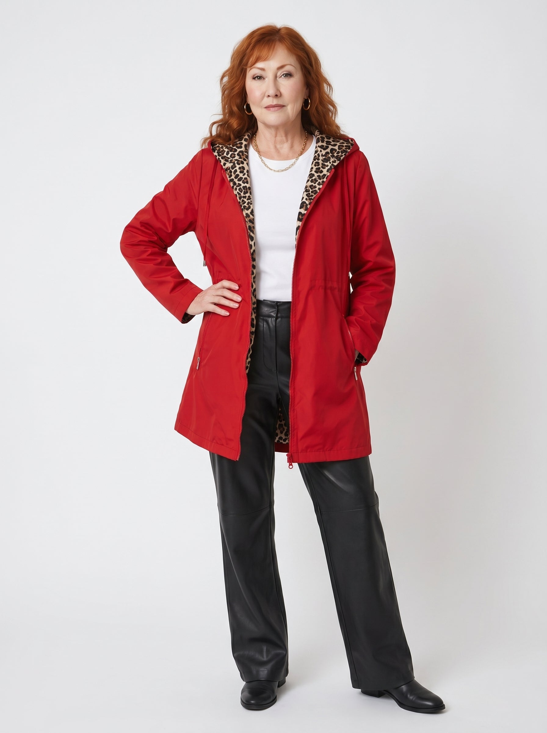 SIOBHÁN | REVERSIBLE LEOPARD TRIM HOODED JACKET