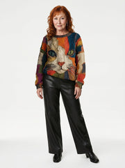 SIOBHÁN | ARTISTIC CAT DETAIL KNIT SWEATER