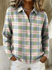 Elle | Checked Hoodie Blouse in Fresh Pastel Colors