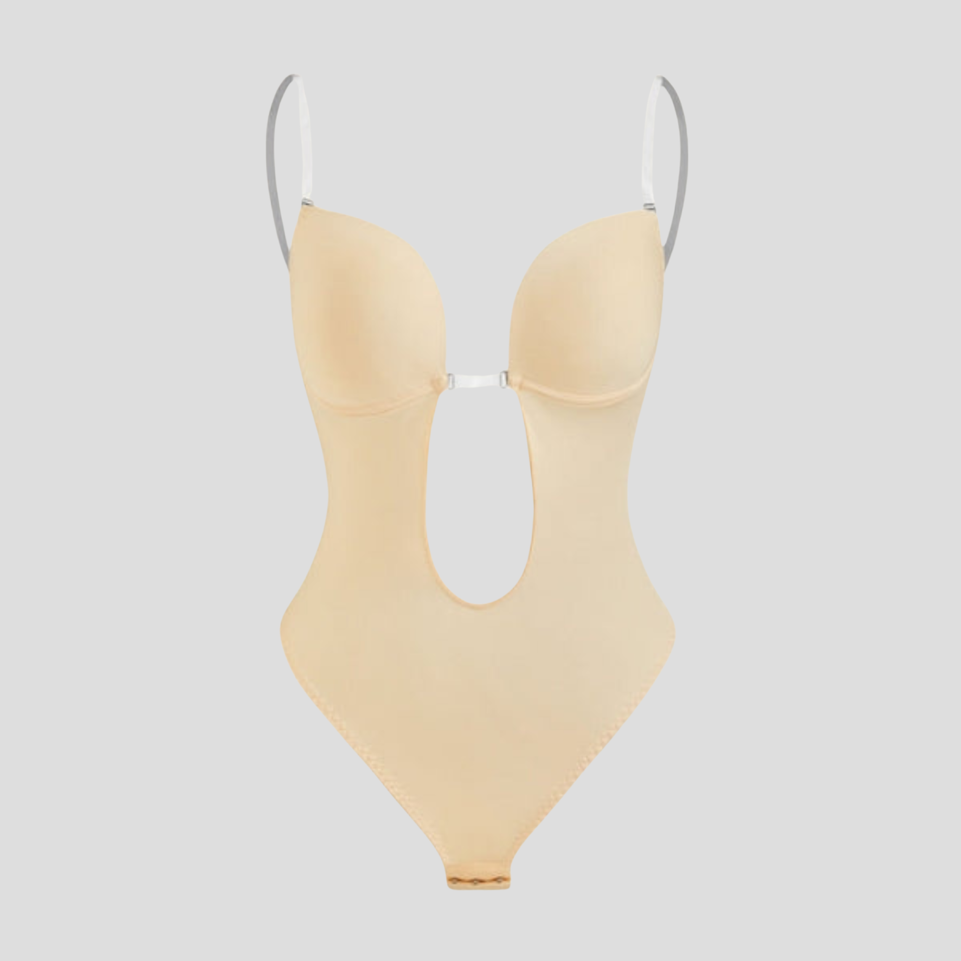 Women's plunge front underwire bodysuit in black with a structured, streamlined silhouette
