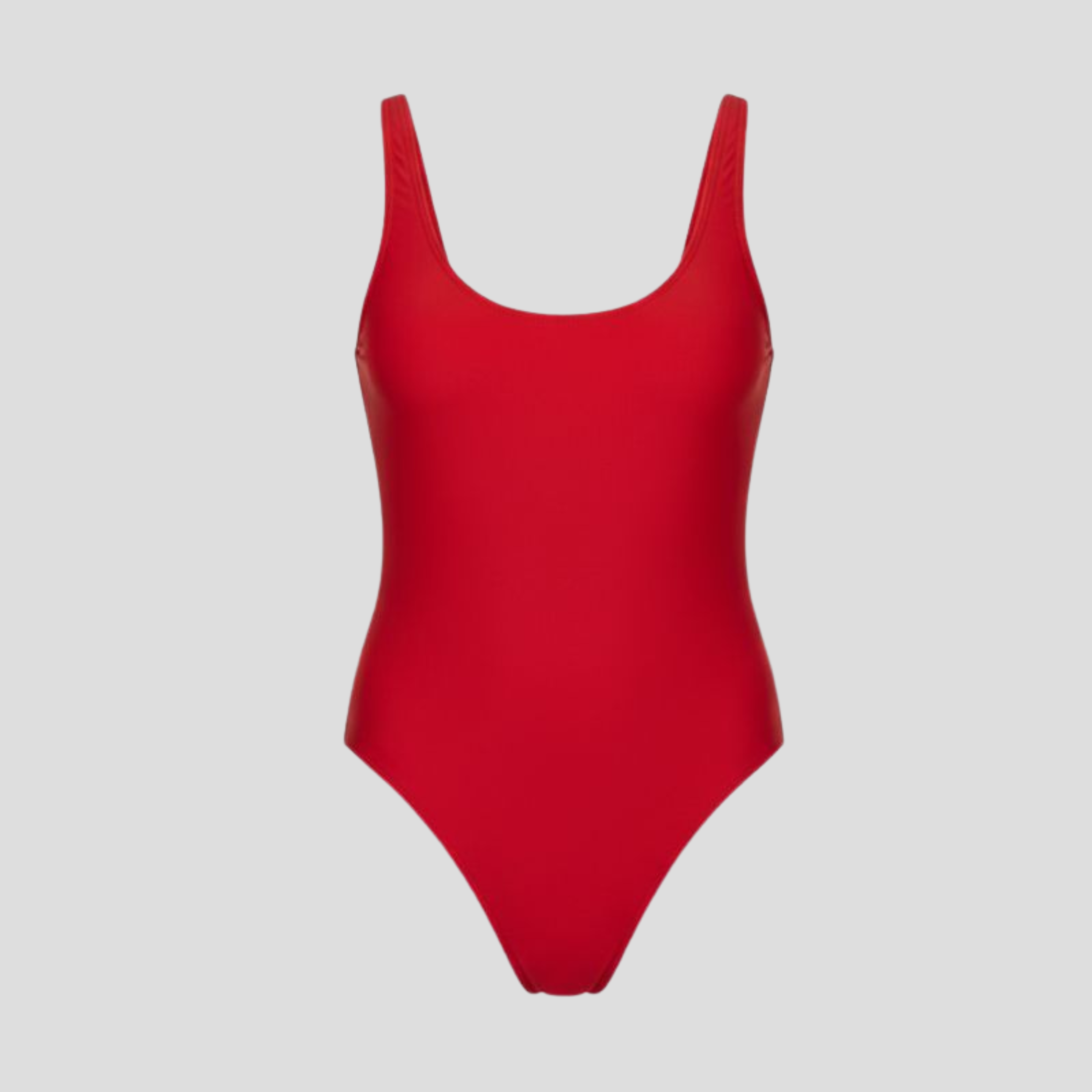 Women's scoop neck one-piece swimsuit with open-back detail in black