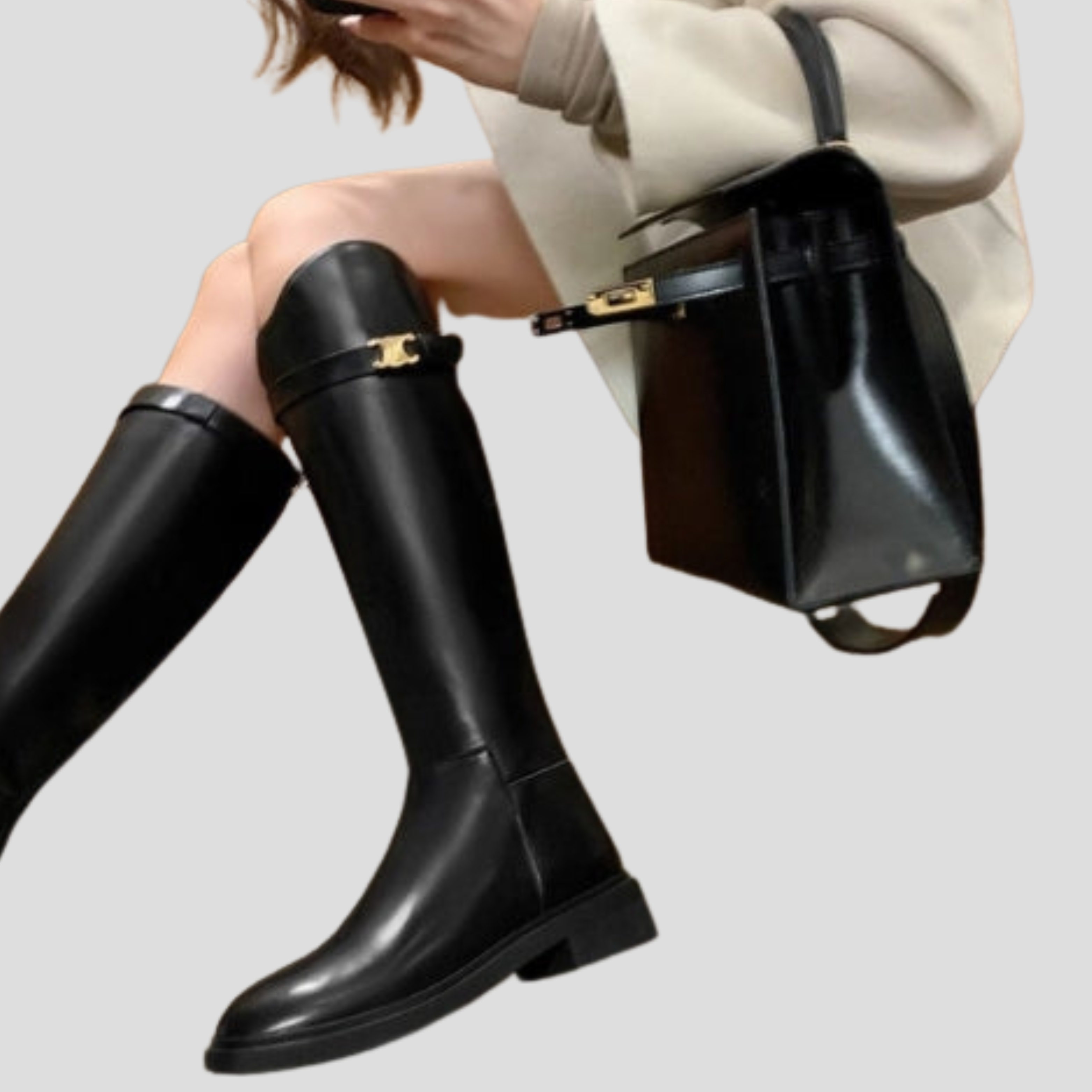 Women's tall structured shaft boots with clean vertical profile in black and brown