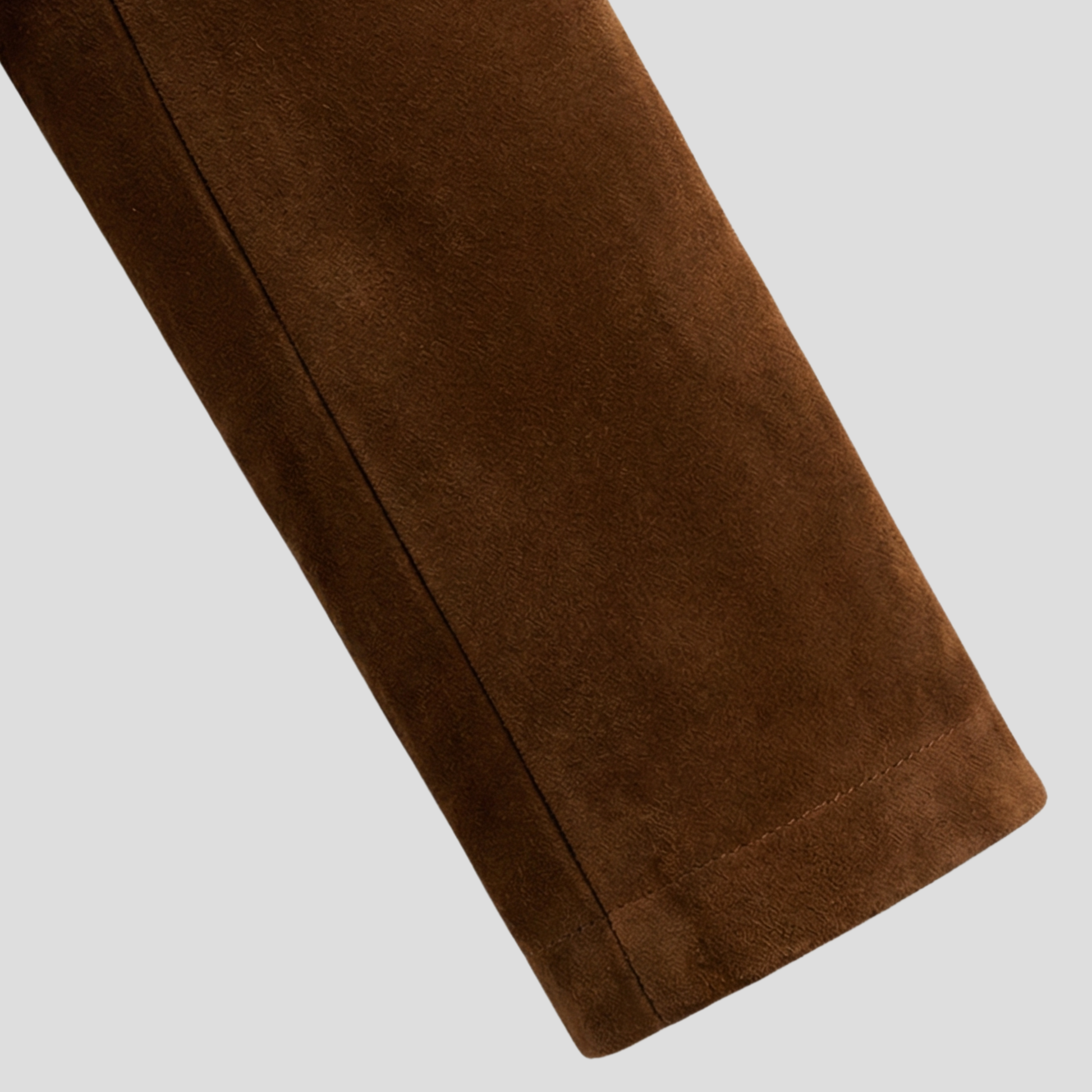 Women's cropped brown jacket with high collar and front zip closure