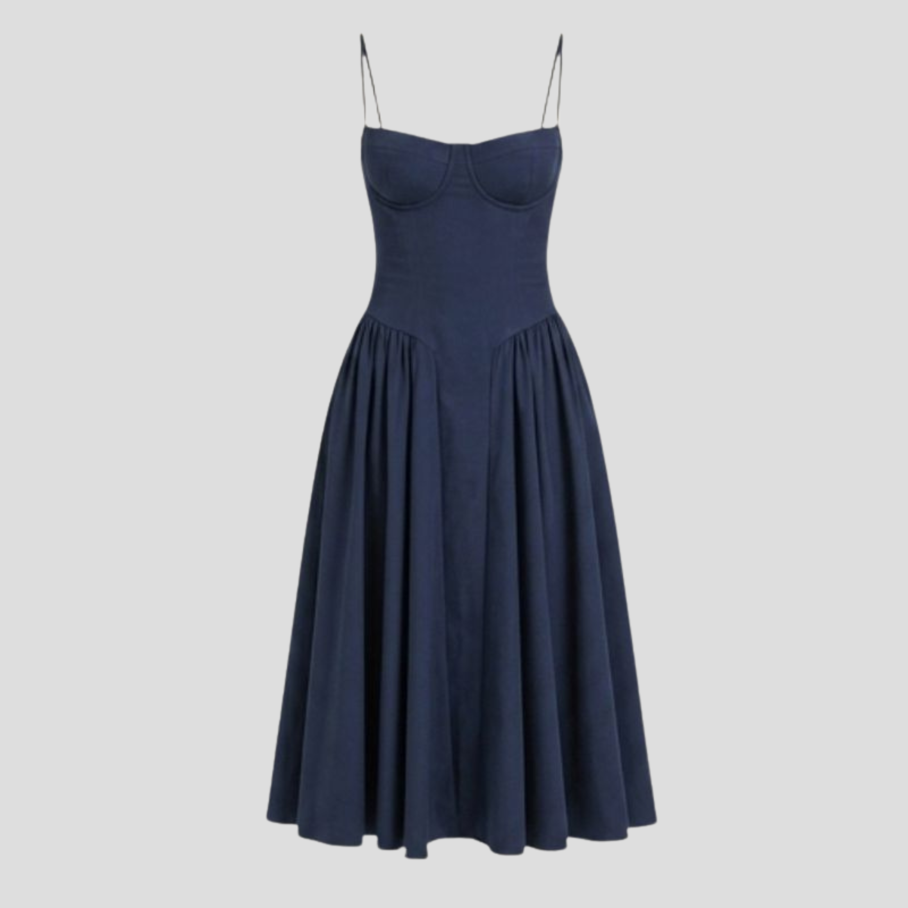 Women's midi dress with bustier bodice and pleated skirt in several color options