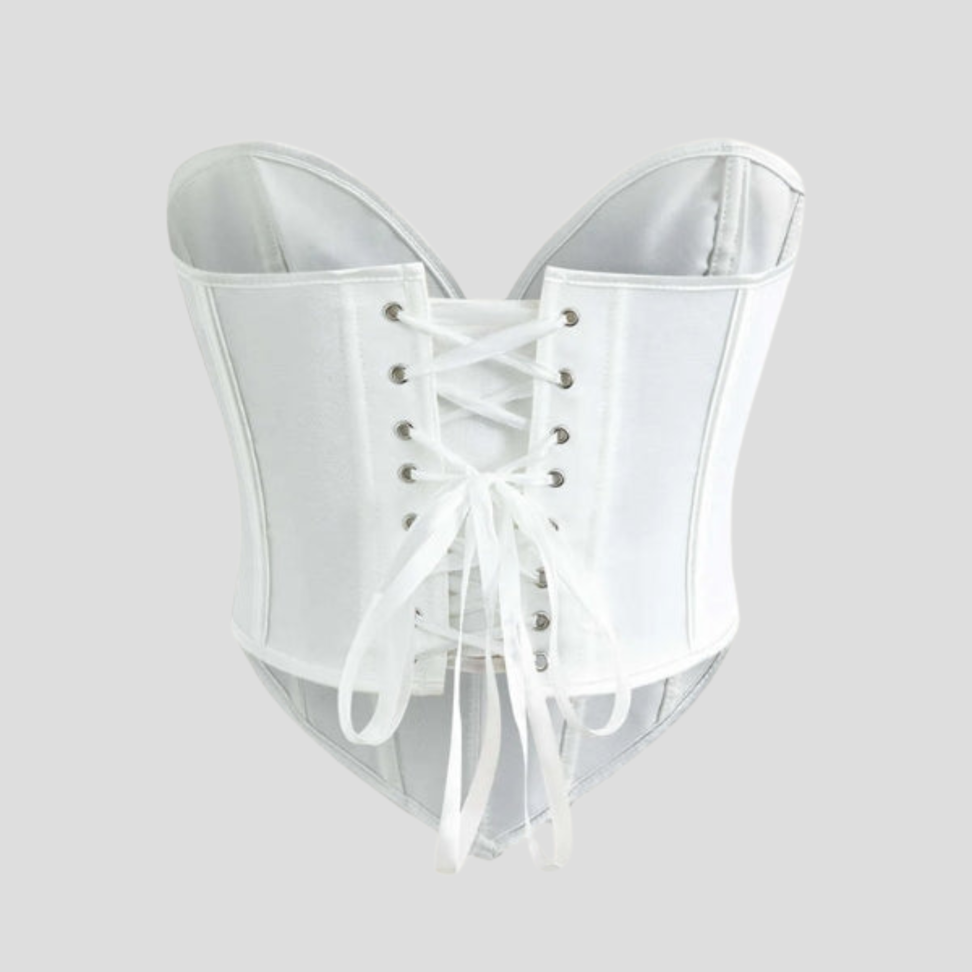 Women's sweetheart neckline corset top with lace-up back in black and white