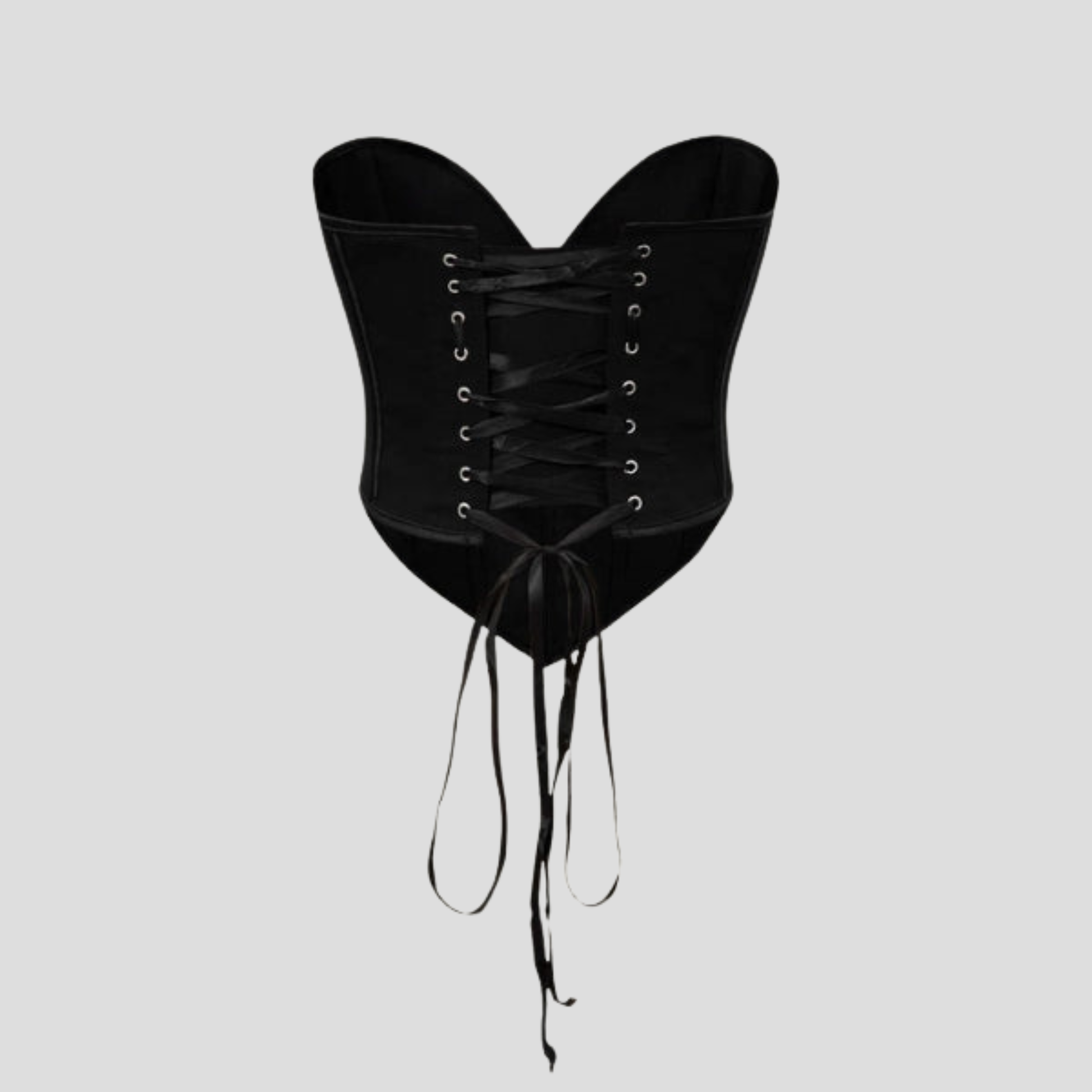 Women's sweetheart neckline corset top with lace-up back in black and white