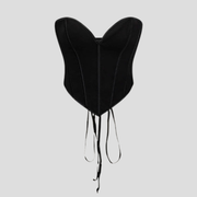 Women's sweetheart neckline corset top with lace-up back in black and white
