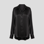 Women's draped relaxed-fit blouse with soft flowing lines, shown in a neutral color